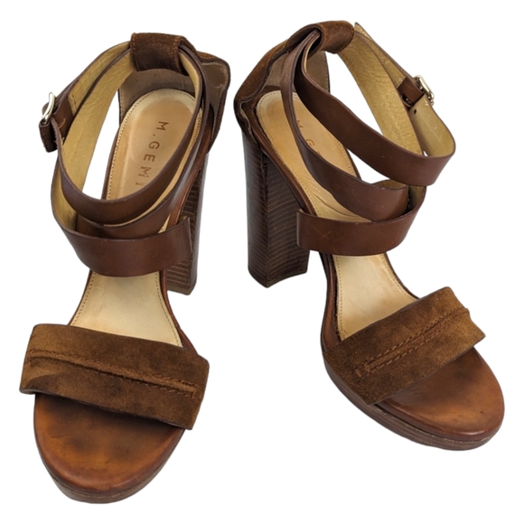 M. Gemi Aperto Women's Size 39.5 US 9 Brown Leather Suede Platform Heel Sandals - Picture 15 of 15